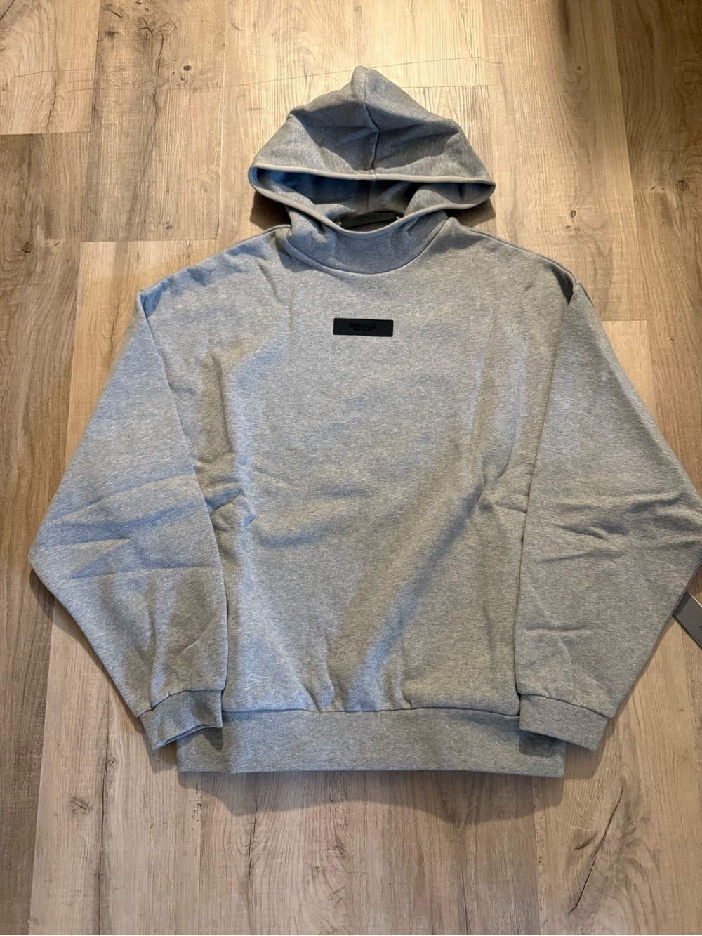 Essentials Gray Hooded Sweatshirt with Minimal Chest Patch